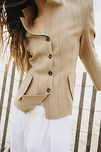 ZW COLLECTION STRIPED LINEN BLEND BLAZER
