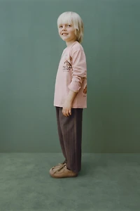 STRIPED TEXTURED BAGGY PANTS