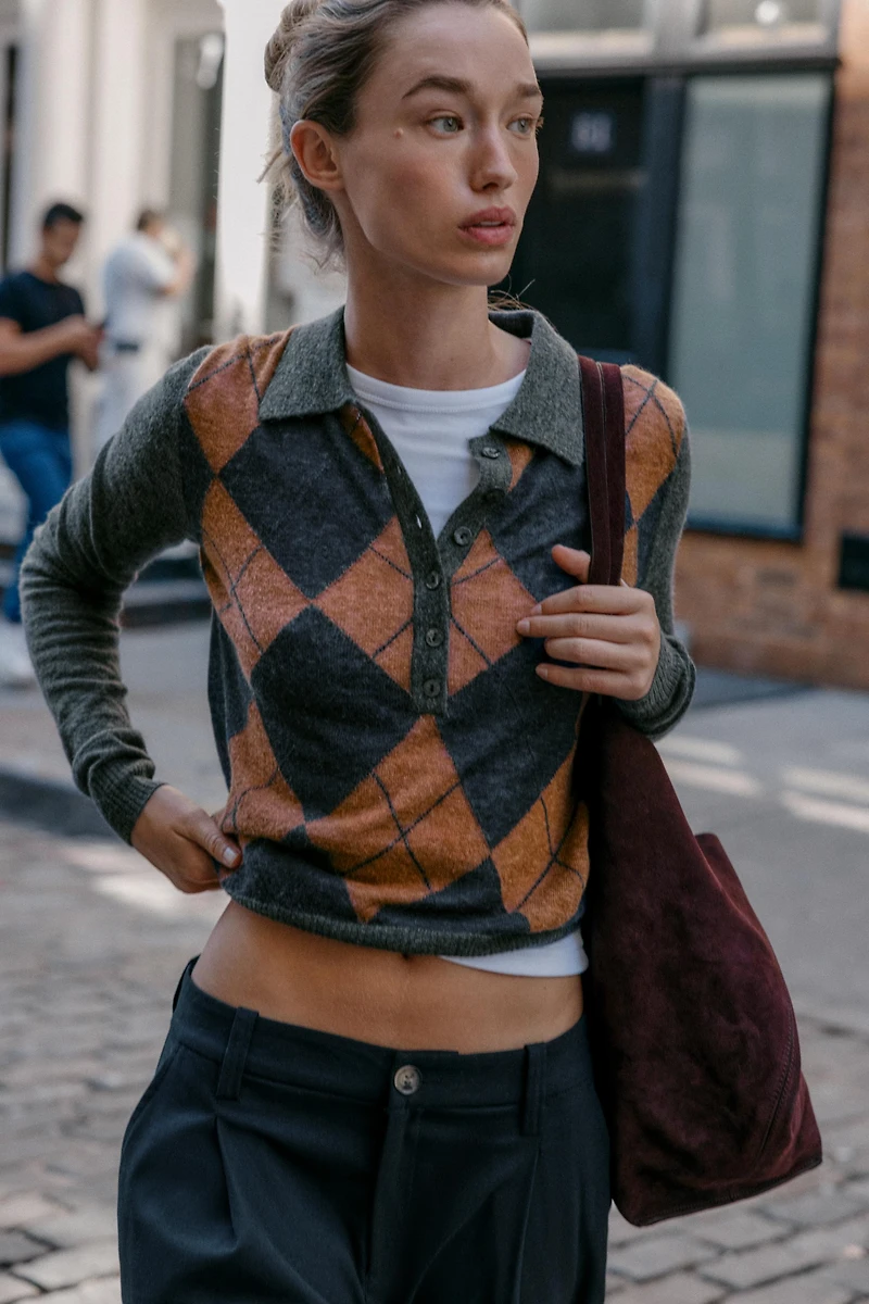 PULL POLO EN MAILLE LOSANGES