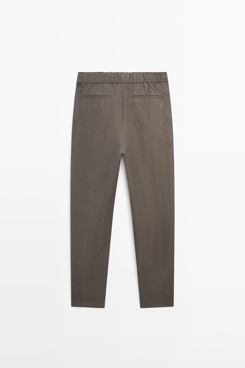 Linen jogger fit trousers