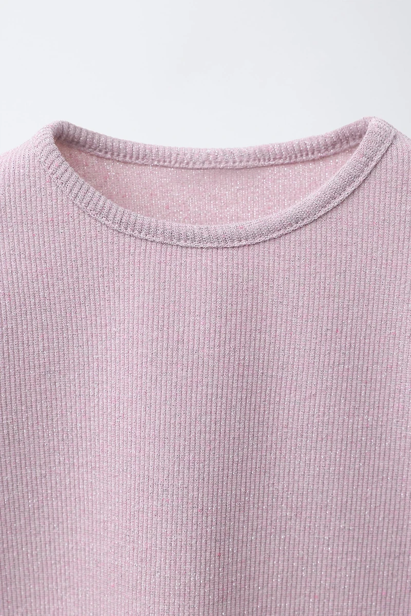 SPARKLY RIBBED T-SHIRT
