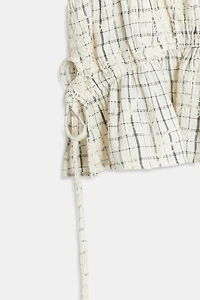 EMBROIDERED PLAID BOW TOP