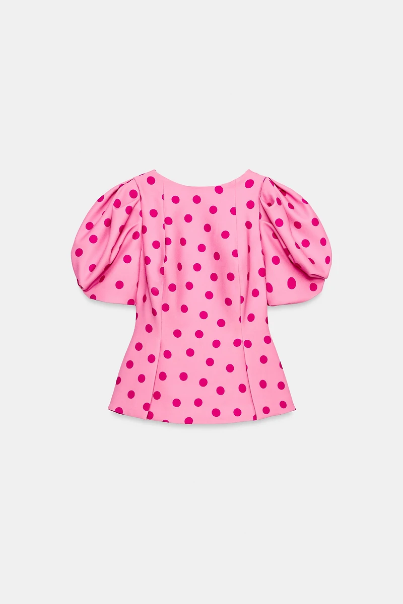 POLKA DOT PUFF SLEEVE TOP