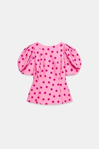 POLKA DOT PUFF SLEEVE TOP