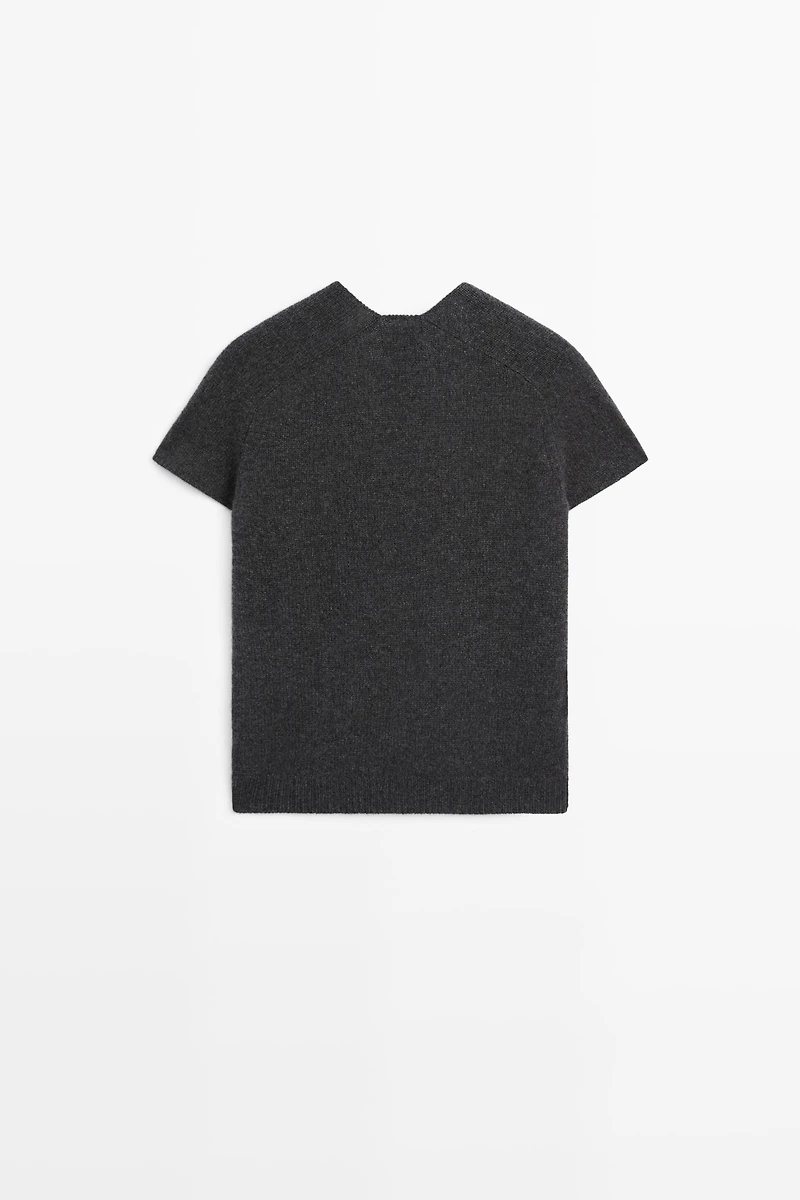 Pull en maille 100 % cachemire à manches courtes