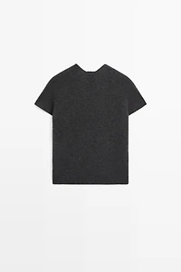 Pull en maille 100 % cachemire à manches courtes