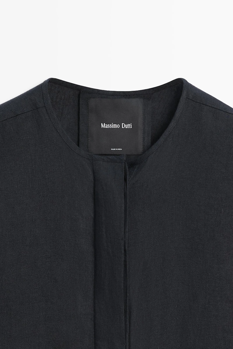 100% linen puff bomber jacket