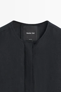 100% linen puff bomber jacket