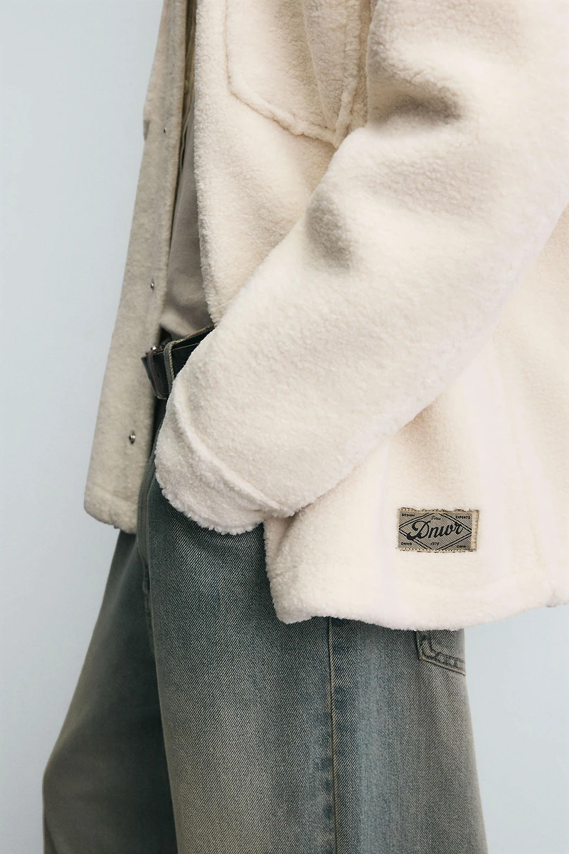 FAUX FUR EFFECT OVERSHIRT WITH POCKETS