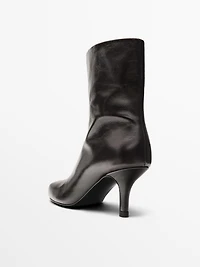 Shiny leather high-heel ankle boots