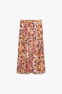 PRINTED RUSTIC MIDI SKIRT