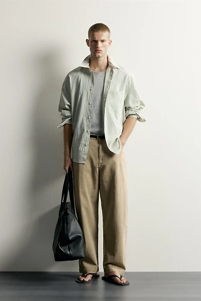 COTTON-LINEN WASHED PANTS