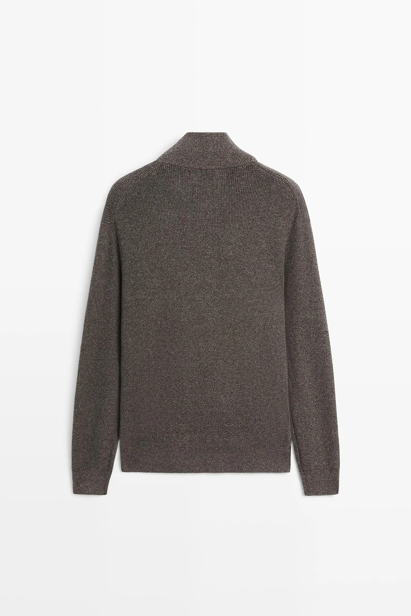 Mock neck knit sweater with zip