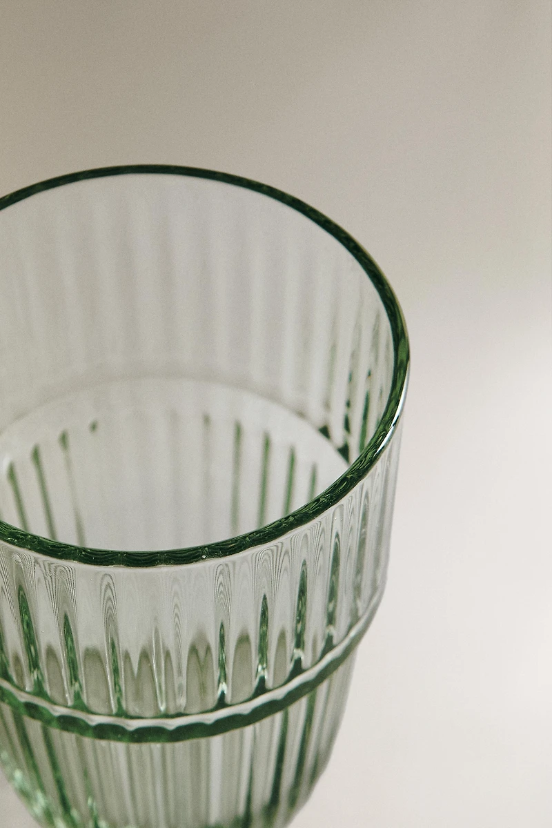 COLORED STRIPED GLASS TUMBLER