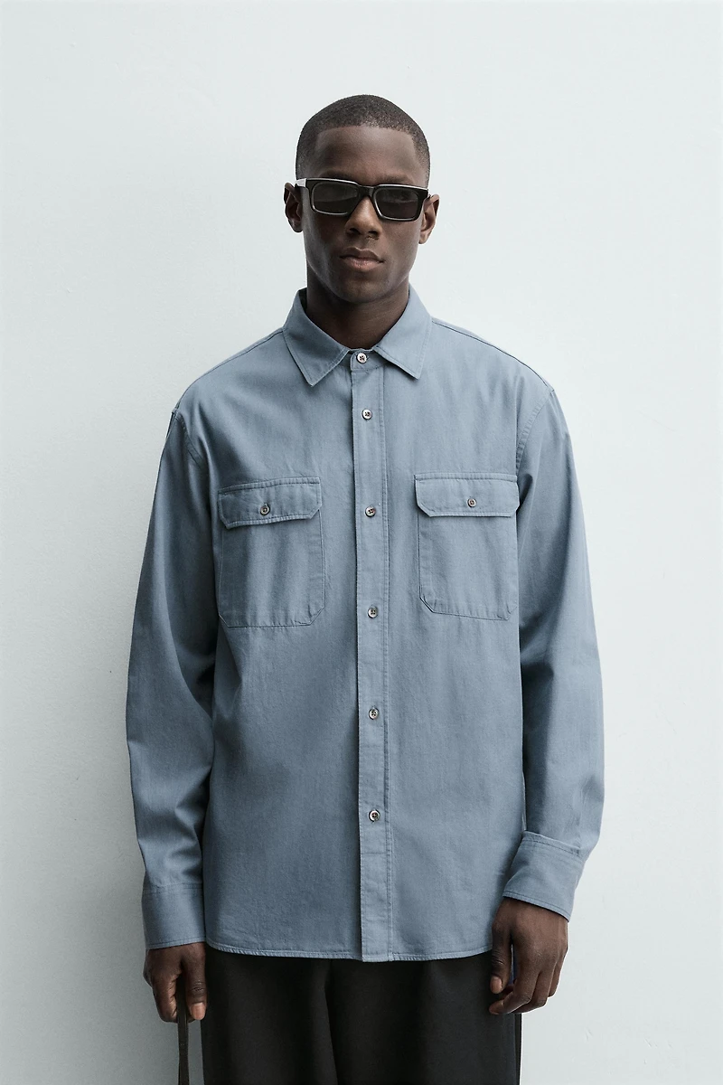 WASHED RELAXED FIT POCKET SHIRT