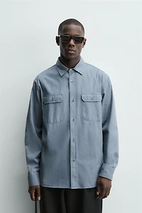 WASHED RELAXED FIT POCKET SHIRT