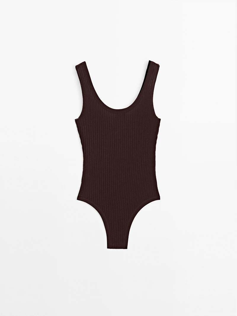 Knit bodysuit with round neckline - STUDIO