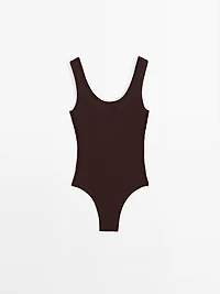 Knit bodysuit with round neckline - STUDIO