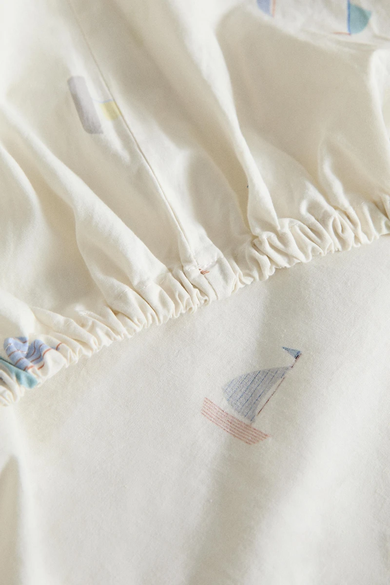 KIDS' COTTON FITTED SHEET BOATS