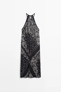 Long flowing paisley halter dress