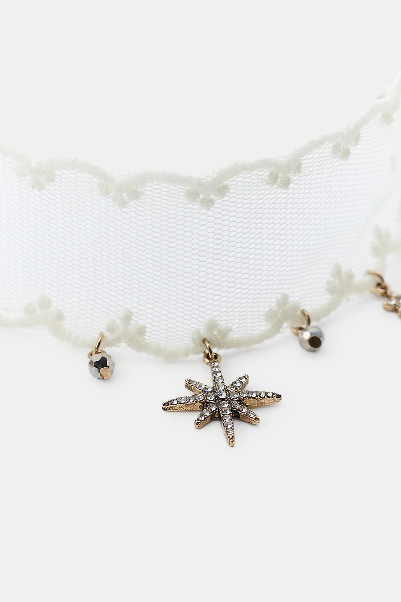 WOVEN CHARM CHOKER NECKLACE