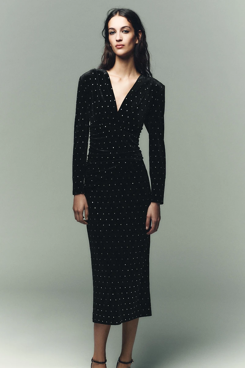 SPARKLY VELVET MIDI DRESS