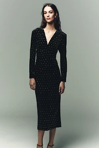 SPARKLY VELVET MIDI DRESS