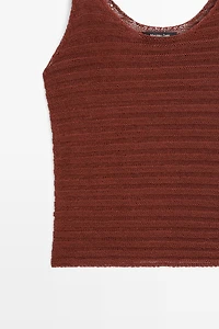 Top en maille texturée à bretelles