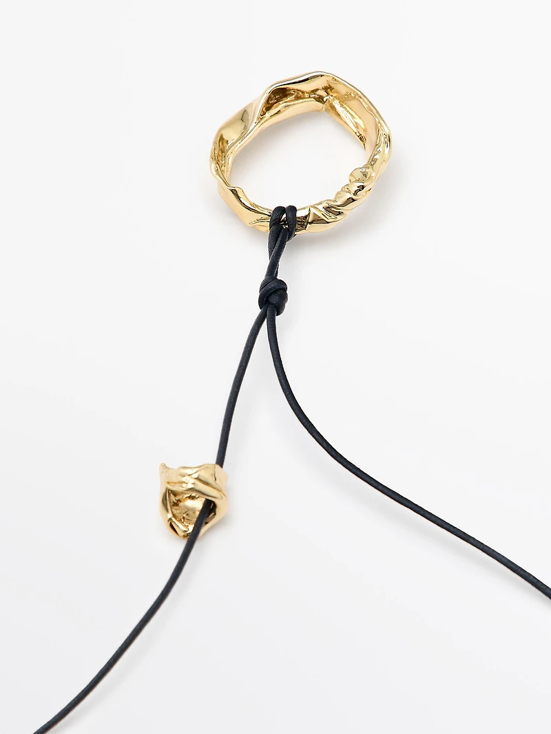 Leather necklace with irregular piece