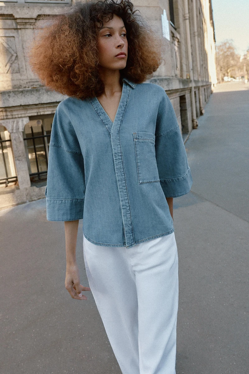 Z1975 WIDE SLEEVE DENIM SHIRT