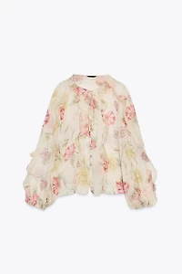 CHEMISE SEMI-TRANSPARENTE À IMPRIMÉ FLORAL