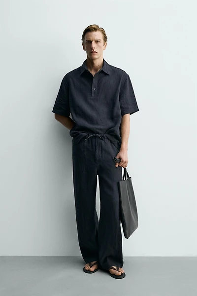 CHEMISE POLO BOXY FIT 100 % LIN