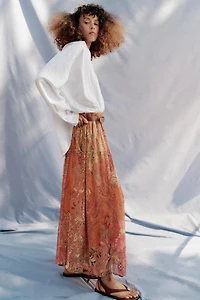 PRINTED MIDI SKIRT WITH BELT