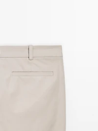 Cotton blend slim fit trousers