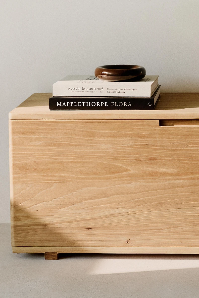 ELM WOOD STORAGE BENCH