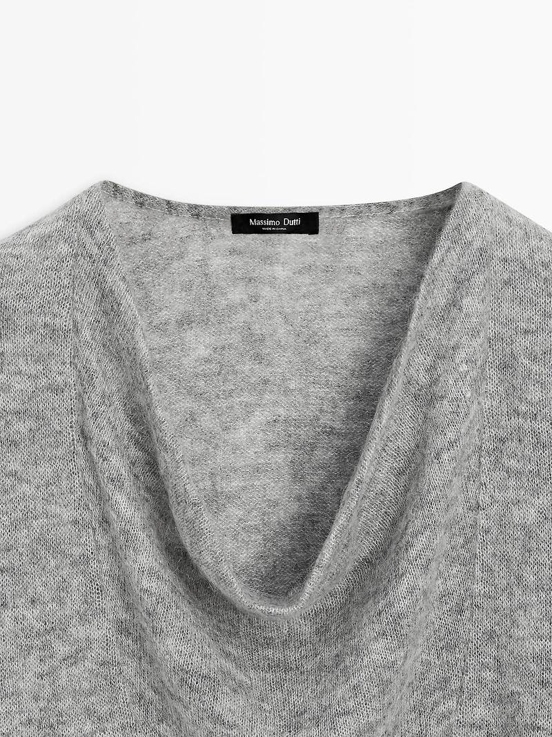 Knit sweater with cowl neck