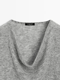 Knit sweater with cowl neck