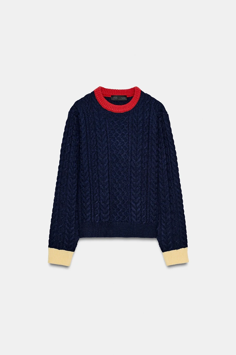 CABLE KNIT COLORBLOCK JUMPER