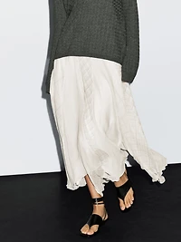 Jupe midi asymétrique à carreaux