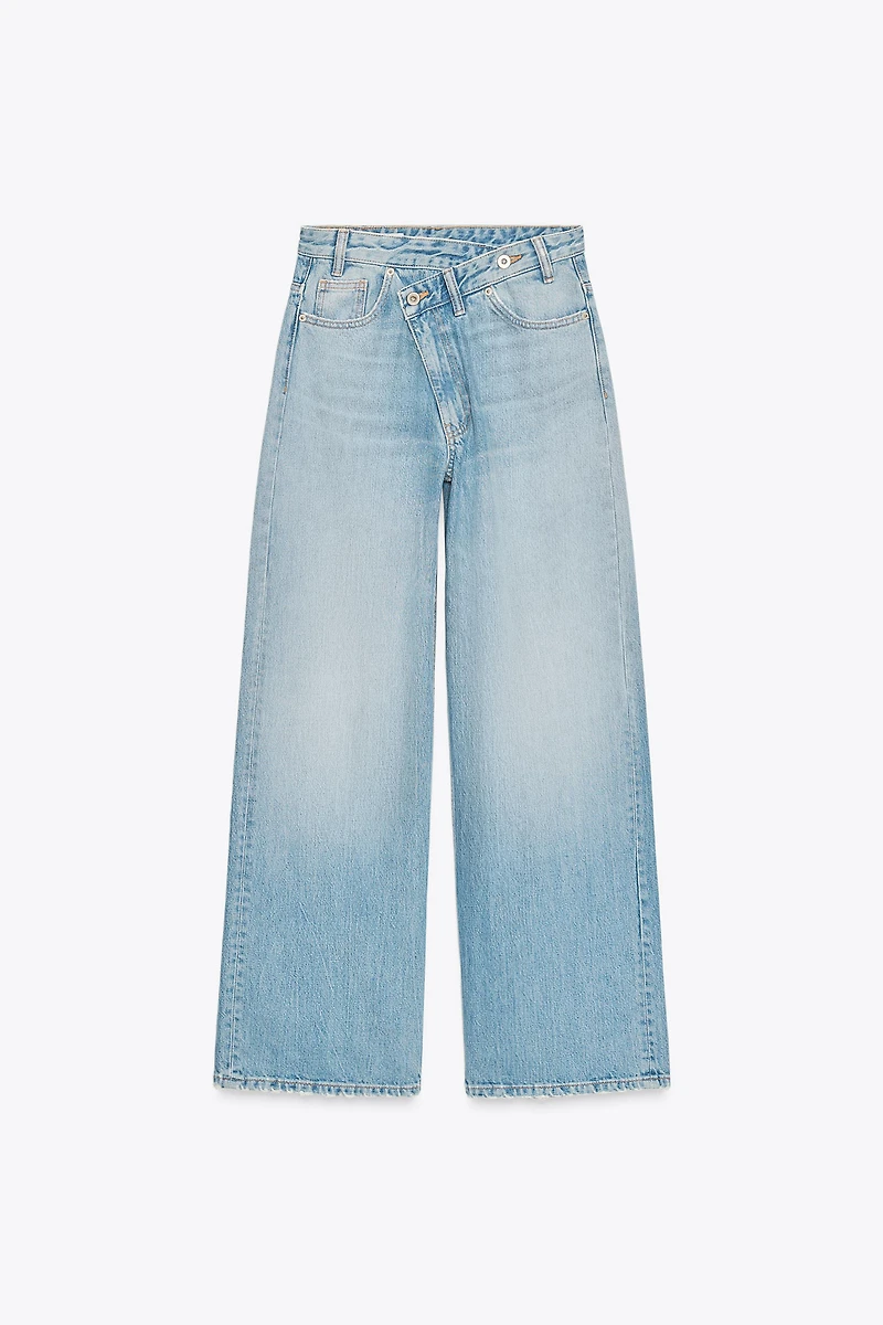 TRF HIGH WAIST CROSSOVER WIDE LEG JEANS