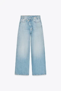 TRF HIGH WAIST CROSSOVER WIDE LEG JEANS