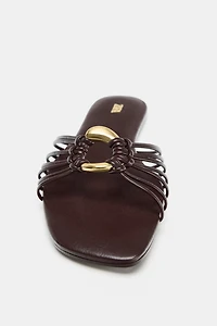 FLAT SANDALS WITH METALLIC TRIM