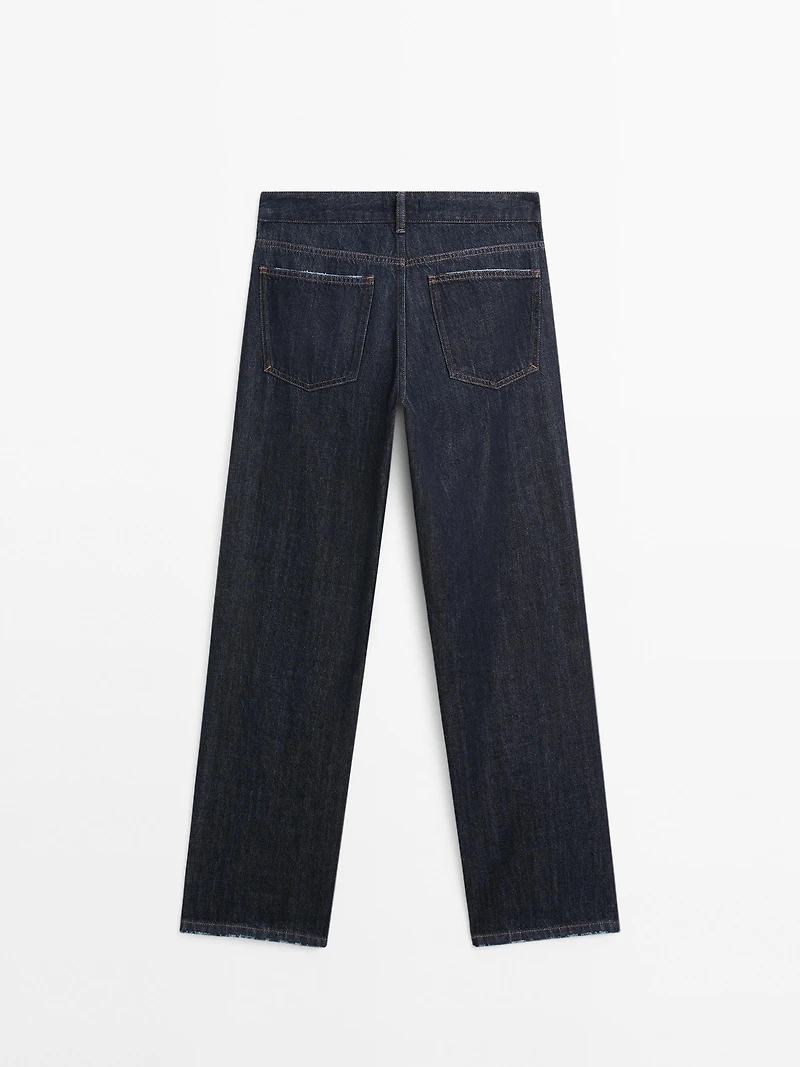 Mid-rise straight-leg jeans