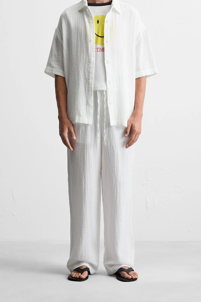 CRINKLED EFFECT PANTS