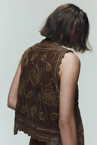 LIMITED EDITION VELVET EMBROIDERED BEADED VEST