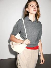 100% cashmere knit short sleeve sweater