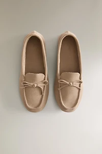 LOAFER WITH BOW SPLIT LEATHER