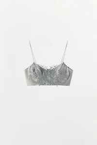 SATIN EFFECT LACE CROP TOP