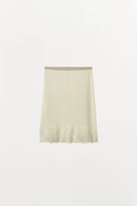 EMBROIDERED LACE KNIT MIDI SKIRT