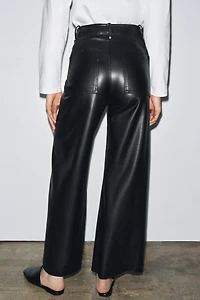 ZW COLLECTION FAUX LEATHER TAILORED WIDE LEG PANTS